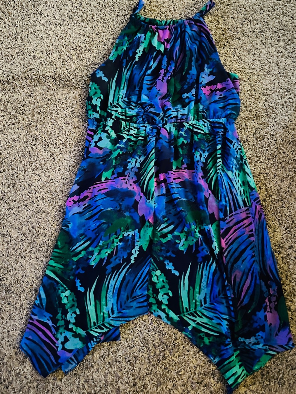 Lane Bryant Tropical Handkerchief Hem Sleeveless Dress